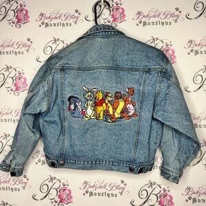 Disney Pooh bear Blue Denim Jacket vintage Disney store embroidered Jean coat